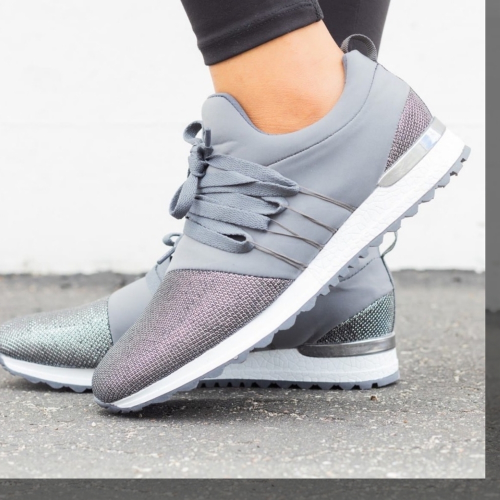 CHARCOAL LACE UP SNEAKERS